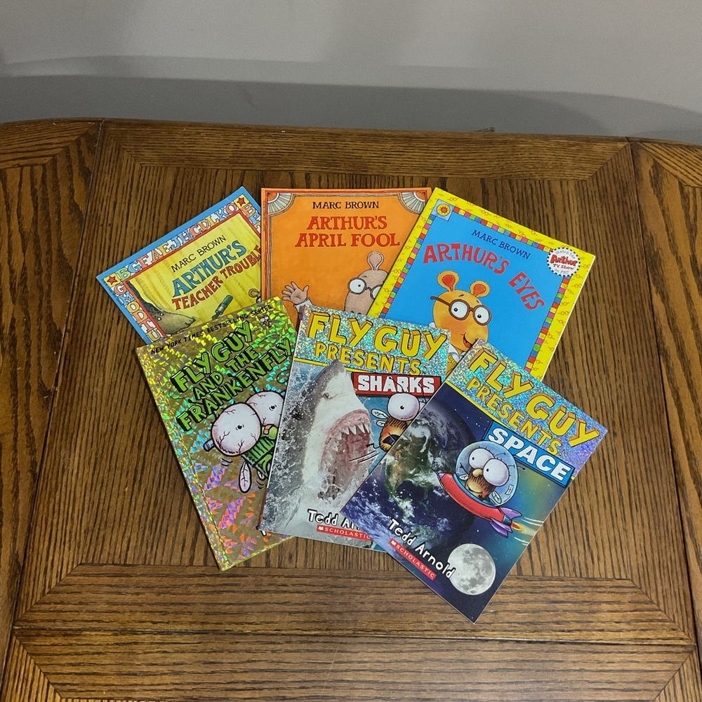3 Arthur books and 3 Fly Guy books